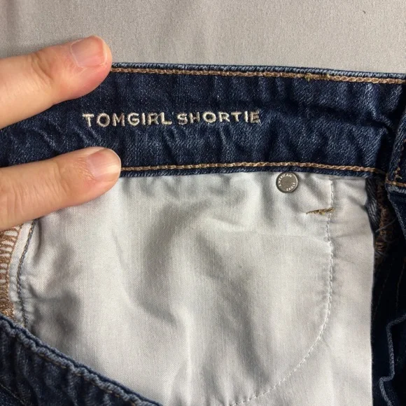American Eagle Outfitters Tomgirl Shortie Blue Distressed Jean Shorts - Picture 5 of 7